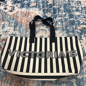 Victoria’s Secret Black and cream Striped Tote bag